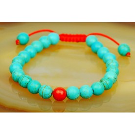 Beautiful, feminine ball bracelet of turquoise and carnelian ball