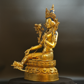 Green Tara Statue "Top Quality" Buddha Nepal (15 Kg) Gold Meisterstück Unikat