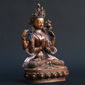 Buddha Chenrezig Gold Statue Nepal Compassion Gross Avalokiteshvara 44,5 cm "fine quality" Tibetan Buddhism