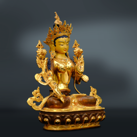 Weiße Tara Statue Buddha Figur Nepal (4,5 Kg) gold Nutchhe Nepalbuddha