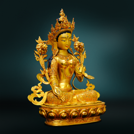 Weiße Tara Statue Buddha Figur Nepal (10,5 Kg) Gold Nepalbuddha