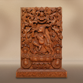 The history of the river "Ganges" Wood carving from Nepal