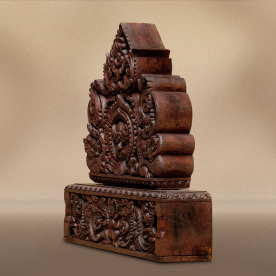 Hinduismus Löwengesicht  Kirtimukha Lotus Schrein antik Drachen Holzschnitzkunst Nepal Nepalbuddha Bildhauerkunst Medallion