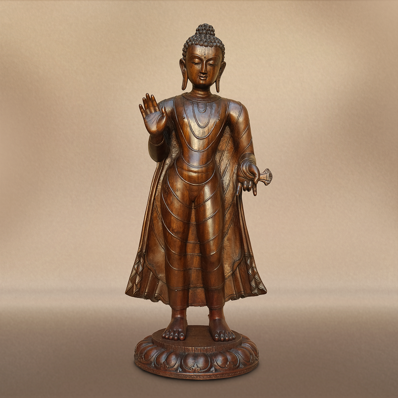 Maitreya Buddha Futur Buddha Statue Buddha Statue Holz Skulptur Nepal Art Holzschnitzerei Bildhauerei Nepalbuddha